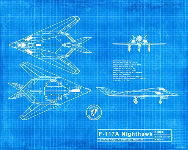 F-117A Nighthawk Digital Download Blueprint – Printable