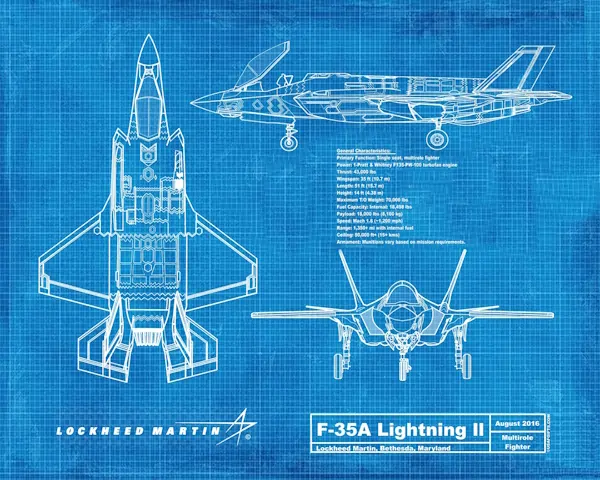 F-35A Lightning ll Digital Download Blueprint – Printable