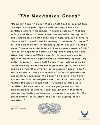 The Mechanics Creed – Instant Download Printable